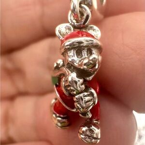 Pandora Red and Silver Mickey Mouse Holiday Charm Bracelet Pendant